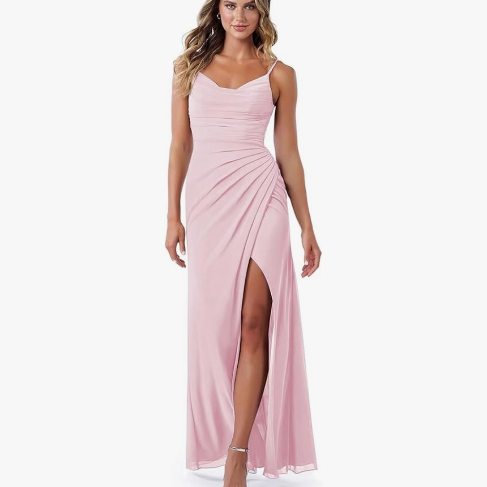 NWT Elegant Pink Evening Gown, Bridesmaids Dress, Wedding Guest Maxi Dress
